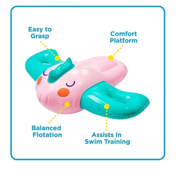 SwimSchool - Inflatable Pink Fish Pool Float, Kids Swimming Kickboard, Ages 5+ - Picture 2 of 7